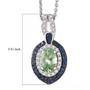 tsavorite garnet sapphire and zircon halo pendant necklace in rhodium over sterling silver