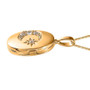 side view of moon and star white zircon locket in 18k yellow gold over sterling silver