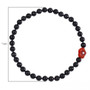 red jade freshwater pearl and shungite beaded necklace in rhodium over sterling silver shown for size comparison