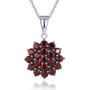garnet cluster necklace in black rhodium over 925 sterling silver