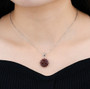 garnet cluster necklace in black rhodium over 925 sterling silver