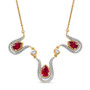 ruby ff and white zircon tulips inspired 18k yellow gold over sterling silver necklace front