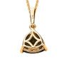 back view of moldavite trillion cut solitaire pendant necklace in 18k yellow gold over sterling silver
