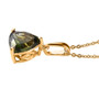 moldavite trillion cut solitaire pendant necklace in 18k yellow gold over sterling silver side