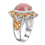 side view pink opal ring with multicolor sapphire and zircon accents