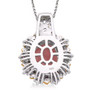 back view of pink opal multi color sapphire and zircon pendant necklace in 18k yellow gold and rhodium over sterling silver