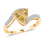 front view of yellow apatite and moissanite bypass ring in 18k yellow gold over sterling silver