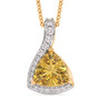 front view of yellow apatite and moissanite pendant necklace in 18k yellow gold over sterling silver
