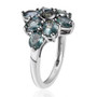 side view of multi-color parti sapphire cluster ring in rhodium over sterling silver
