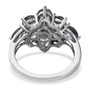 multi-color parti sapphire cluster ring in rhodium over sterling silver