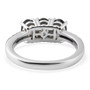 multi-color parti sapphire and moissanite trilogy ring in rhodium over sterling silver