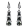 front view of multi-color parti sapphire and moissanite drop earrings in rhodium over sterling silver