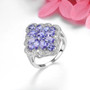 Tanzanite Cluster Ring In Rhodium over 925 Sterling Silver 3.00ctw Tanzanite Cluster Ring In Rhodium over 925 Sterling Silver 3.00ctw