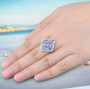 tanzanite cluster ring in rhodium over 925 sterling silver