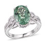 front view of mint green tourmaline and diamond ring in solid 14k white gold
