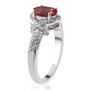 side view of pink apatite and white zircon ring in rhodium over sterling silver