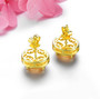 citrine and white zircon oval halo earrings in black rhodium and 18k yellow gold over 925 sterling silver