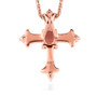 pink apatite and white zircon cross pendant necklace in 18k rose gold over sterling silver backside