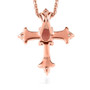 back view of pink apatite and white zircon cross pendant necklace in 18k rose gold over sterling silver
