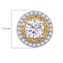 moissanite and yellow sapphire halo stud earrings in rhodium and 18k yellow gold over sterling silver