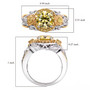 yellow and white moissanite yellow sapphire flower ring in 18k yellow gold and rhodium over sterling silver