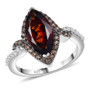 front view of madeira citrine brown and white zircon marquise ring in rhodium over sterling silver