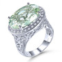prasiolite and white zircon openwork ring in rhodium over 925 sterling silver