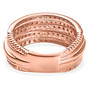 interior view pink and white diamond multi row band ring in 18k rose gold over sterling silver