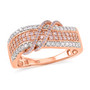 pink and white diamond intertwined band ring in 18k rose gold over sterling silver