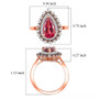 pink apatite champagne and white diamond pear double halo ring in 10k rose gold shown for size comparison