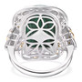 back view of malachite and white zircon ring in two-tone 18k yellow gold and rhodium over sterling silver