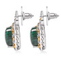 back view of malachite and white zircon earrings in two-tone 18k yellow gold and rhodium over sterling silver
