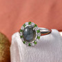 labradorite chrome diopside halo ring on textured surface