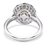 back view of labradorite chrome diopside and zircon halo ring in rhodium over sterling silver