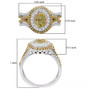 yellow and white diamond halo ring measurement details