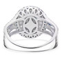 blue and white diamond cluster halo ring in rhodium over sterling silver