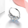 sky blue topaz and white zircon five stone ring in rhodium over 925 sterling silver