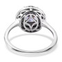 unheated tanzanite champagne and white diamond round double halo ring in 10k white gold