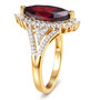side view marquise garnet moissanite ring yellow gold