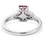 cushion ruby (ff) and moissanite ring in rhodium over sterling silver