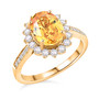 yellow sapphire diamond halo ring in 14k yellow gold front view