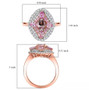 morganite pink sapphire and moissanite rose gold over sterling silver ring scale measurements
