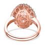 morganite pink sapphire and moissanite ring in 18k rose gold over sterling silver