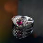 rhodolite garnet brown and white zircon rhodium over sterling silver ring live studio