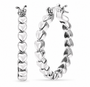 heart link hoop earrings in 14k white gold front