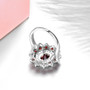 garnet halo ring in rhodium over 925 sterling silver
