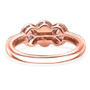 pink spinel oval and moissanite trilogy halo ring in 18k rose gold over sterling silver