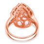pink spinel pear shaped and moissanite pear cluster ring in 18k rose gold over sterling silver