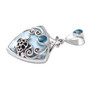 side view of larimar and blue quartz doublet turtle pendant necklace in rhodium over sterling silver