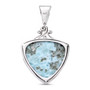 back view of larimar and blue quartz doublet turtle pendant necklace in rhodium over sterling silver